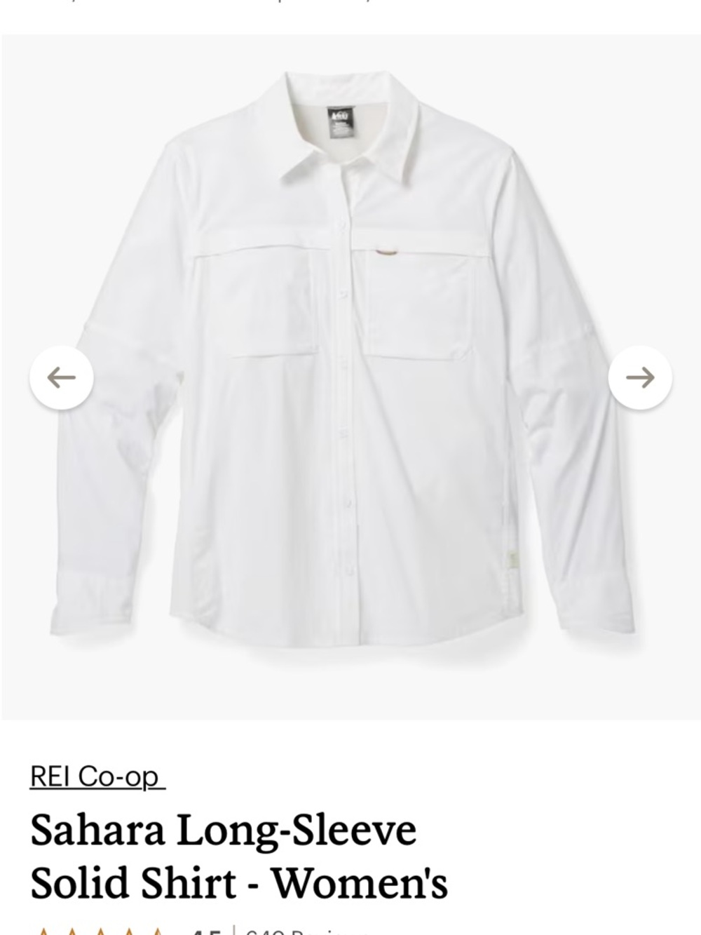 Like new! REI Coop Shirt women’s M White Sahara Tech L/S Button!